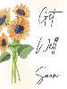 Get well soon text with bouquet of sunflowers