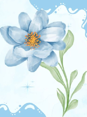 painting of blue flower on blue background